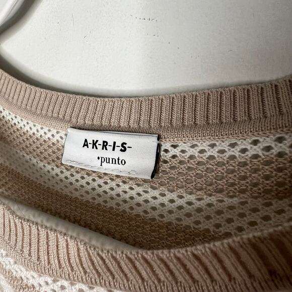 Akris Punto Tan Beige Cream Stripe Pullover Size 8 - Picture 7 of 8